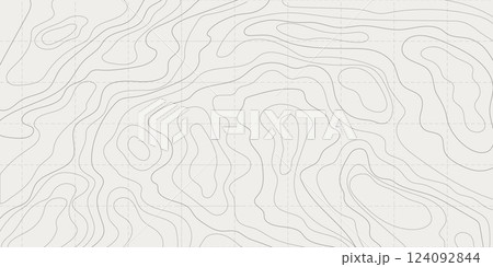 Topographic map lines retro geometric abstract relief tot view template. Land or water texture, grid contour. Topo with elevation, geography scheme and the terrain path. Topographic map lines retro geometric abstract relief tot view template. Land or water texture, grid contour. Topo with elevation, geography scheme and the terrain path. 124092844