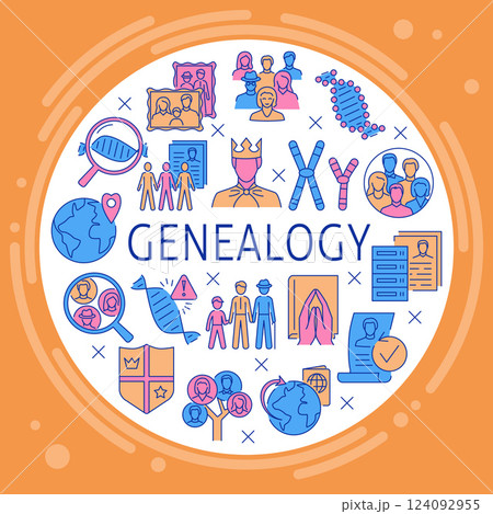 Genealogy and DNA round concept banner 124092955