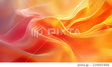 Immersive Abstract Landscape: A Harmonious Fusion of Warm and Cold Colors with Smooth Gradients and Textures that Evoke Depth and Dimension, Inspiring Creativity and Emotion 124092988