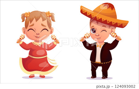 Cinco de mayo. Vector illustration children dancing on Cinco De Mayo holiday 124093002