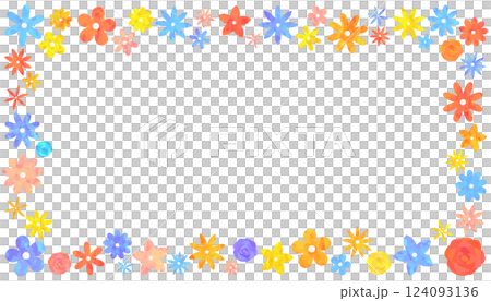 Colorful floral frame, frame, background material, vector 124093136