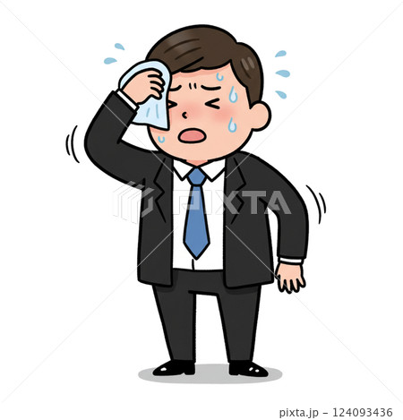汗を拭くサラリーマン 汗を拭くサラリーマン 124093436