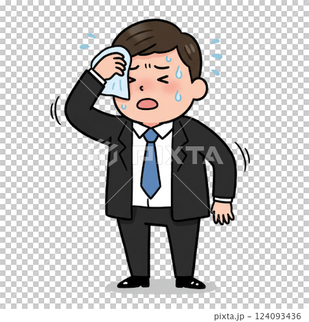 汗を拭くサラリーマン 汗を拭くサラリーマン 124093436