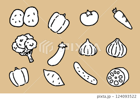 おしゃれな野菜の線画イラスト  124093522
