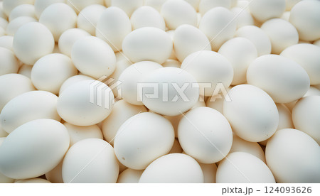 Blank white easter egg stack mock up, depth of field, 3d rendering. Empty heap of chicken eggs mockup. Clear pile boiled product for diet or decor template. Blank white easter egg stack mock up, depth of field, 3d rendering. Empty heap of chicken eggs mockup. Clear pile boiled product for diet or decor template. 124093626