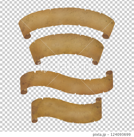 アーチ状と波打った古紙セット 124093699