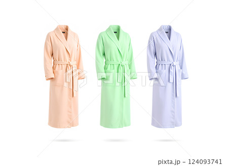 Blank colored hotel bathrobe mock up, side view 124093741