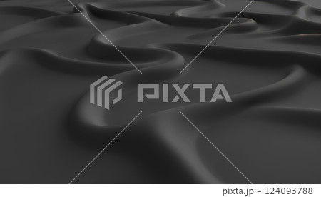 Blank black fabric waves material mock up, top view. 124093788