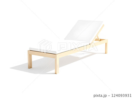 Blank white hotel lounger mockup, half-turned view. Blank white hotel lounger mockup, half-turned view. 124093931