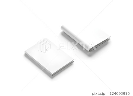 Blank white passport cover mockup, isolated, front and back side, 3d rendering. Empty pass covering mock up. Clear holder for tourist document template. 124093950