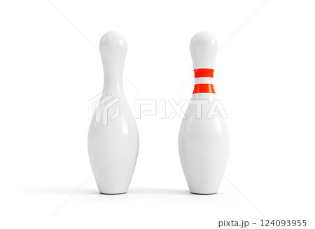Blank white bowling skittles mockup, front view, 3d rendering. Empty bowl game pin mock up, isolated. Clear leisure sport equipment design template. Plain targets for recreation activity Blank white bowling skittles mockup, front view, 3d rendering. Empty bowl game pin mock up, isolated. Clear leisure sport equipment design template. Plain targets for recreation activity 124093955
