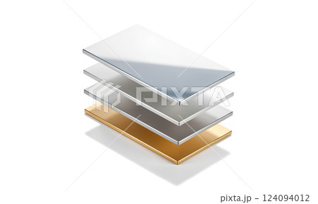 Blank gold and chrome metal material layers mockup. 124094012