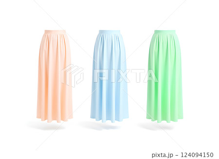 Blank colored women maxi skirt mockup, front view. Blank colored women maxi skirt mockup, front view. 124094150