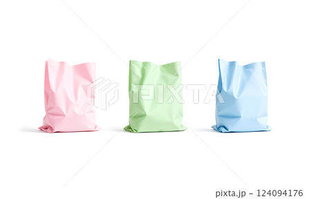 Blank colored full die-cut small bag, handle hole mockup 124094176