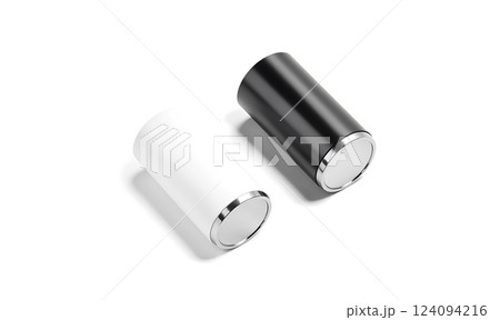 Blank black and white aluminum narrow 280 ml soda can mockup. Blank black and white aluminum narrow 280 ml soda can mockup. 124094216