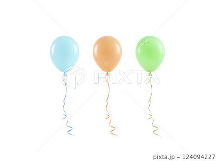 Blank colored balloon mock ups isolated. Clear colored balloon art design mockup. Clean pure balloon template. Logo, texture, pattern presentation on plain aerostat design element. 124094227