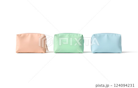 Blank colored canvas cosmetic bag mockup, half-turned view. 124094231