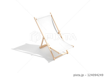 Blank white folding beach chair mockup, side view. 124094249
