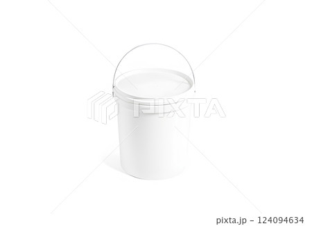 Blank white paint bucket with handgrip mockup isolated,. 124094634
