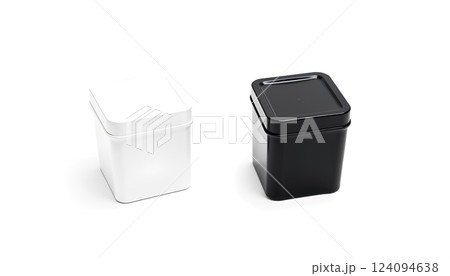 Blank black and white yogurt box mockup. 124094638