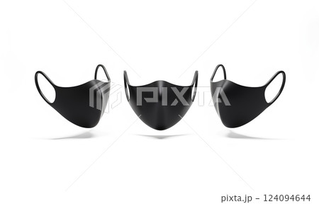 Blank black fabric face mask mockup, front and side view. Blank black fabric face mask mockup, front and side view. 124094644