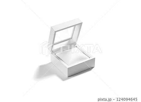 Blank white opened wood gift box with silk pad mockup. Blank white opened wood gift box with silk pad mockup. 124094645