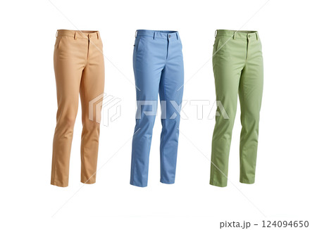 Blank colored man pants mockup, side view. 124094650