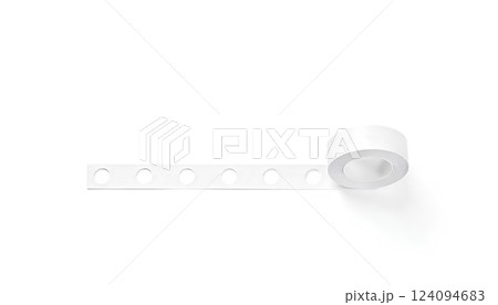 Blank silver tape with white round stickers mockup, front view. 124094683