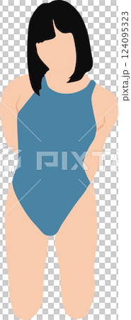 ポーズをとる水着を着た女性のイラスト 124095323