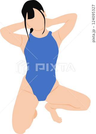 ポーズをとる水着を着た女性のイラスト ポーズをとる水着を着た女性のイラスト 124095327