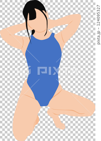 ポーズをとる水着を着た女性のイラスト ポーズをとる水着を着た女性のイラスト 124095327