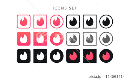Set of tinder logo in different shape. Vector icons isolated on white background Set of tinder logo in different shape. Vector icons isolated on white background 124095414