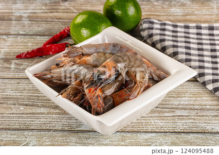 Fresh raw prawn for cooking Fresh raw prawn for cooking 124095488