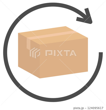 荷物や商品の返品を表すダンボールのベクターイラスト素材 124095617