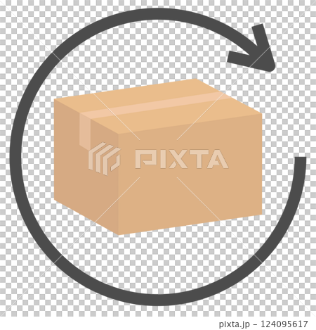 荷物や商品の返品を表すダンボールのベクターイラスト素材 124095617