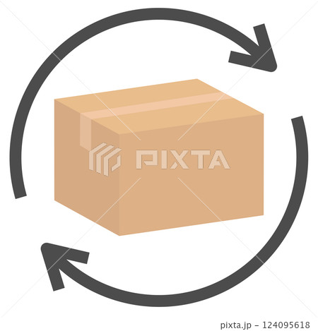 荷物や商品の返品・交換を表すダンボールのベクターイラスト素材 荷物や商品の返品・交換を表すダンボールのベクターイラスト素材 124095618