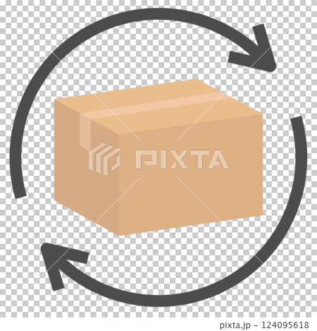 荷物や商品の返品・交換を表すダンボールのベクターイラスト素材 荷物や商品の返品・交換を表すダンボールのベクターイラスト素材 124095618