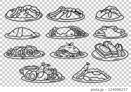 洋食　セット　線画 124096257