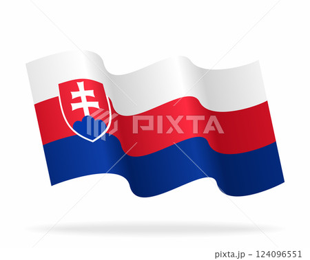 Slovakian flag wavy background layout. Vector illustration. Slovakian flag wavy background layout. Vector illustration. 124096551