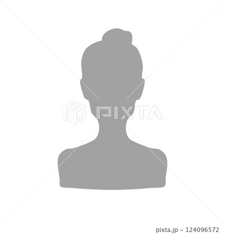 痩せすぎの女性おだんごヘアシルエットイラスト グレー 痩せすぎの女性おだんごヘアシルエットイラスト グレー 124096572