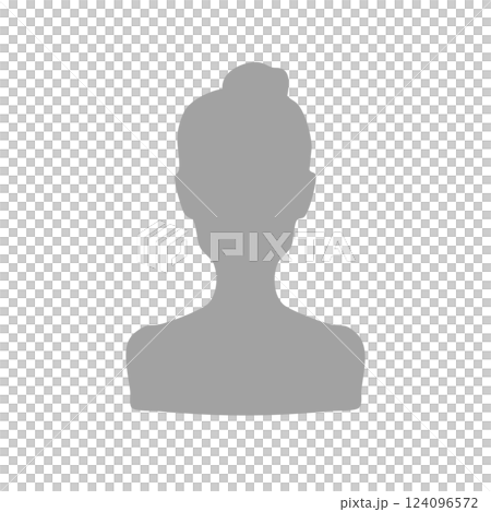 痩せすぎの女性おだんごヘアシルエットイラスト グレー 痩せすぎの女性おだんごヘアシルエットイラスト グレー 124096572