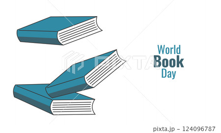 International Book Day literacy day Read education. Stack of books. Educational layout design of promotional materials for website social networks and blog. Vector illustration. 124096787