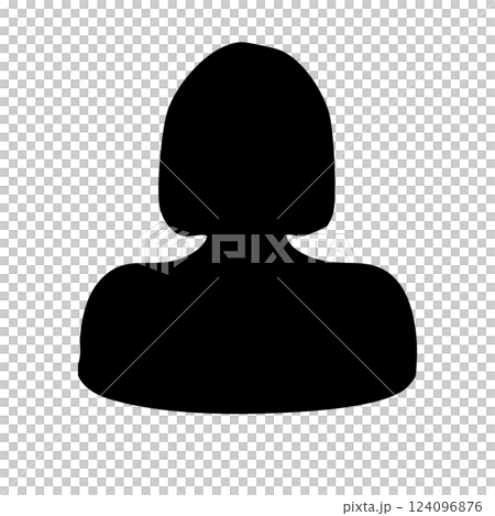 ぽっちゃりした丸みのある女性ボブカット シルエットイラスト ぽっちゃりした丸みのある女性ボブカット シルエットイラスト 124096876
