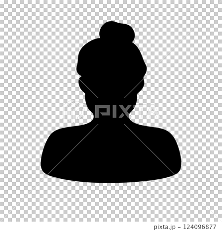 Chubby, round woman with bun hairstyle silhouette illustration Chubby, round woman with bun hairstyle silhouette illustration 124096877