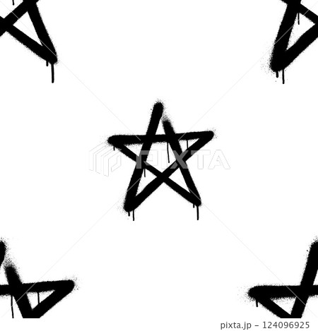 Seamless pattern of sprayed star with overspray in black over white. Vector illustration. 124096925