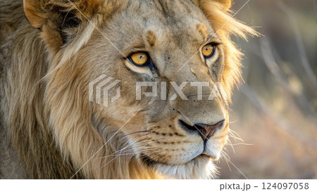 portrait of a male lion portrait of a male lion 124097058