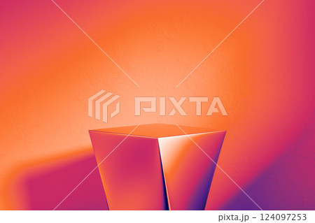 3d presentation pedestal or dais made of wood in room illuminated by sunlight 124097253