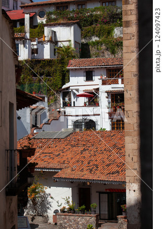 View of the beautiful colonial Magical Town of Taxco de Alarcon located in the Mexican state of Guerrero. View of the beautiful colonial Magical Town of Taxco de Alarcon located in the Mexican state of Guerrero. 124097423