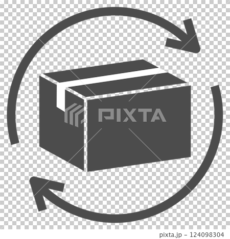荷物や商品の返品・交換を表すダンボールのベクターアイコンイラスト素材 荷物や商品の返品・交換を表すダンボールのベクターアイコンイラスト素材 124098304