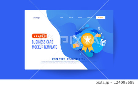 Employee Recognition and Appreciation with Business Card Mockup Template Employee Recognition and Appreciation with Business Card Mockup Template 124098689